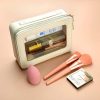 Clear Makeup Bag, Leather Cosmetic Organizer Case