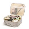 Marble Make-up Bag - Stylish Travel Beauty Organizer with Adjustable Dividers, Waterproof Toiletry Case, Perfect for Women's Cosmetic Essentials - Marble White Elegance