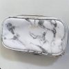 Marble White Double Makeup Brush Case, Jewelry Bag, and Coin Purse - Organize Your Beauty, Jewelry, and Coins with Style