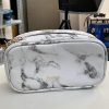 Marble White Double Makeup Brush Case, Jewelry Bag, and Coin Purse - Organize Your Beauty, Jewelry, and Coins with Style