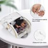 Marble Marvel: Portable Makeup Brush Holder Organizer Bag