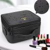 Makeup Case Leather Travel Makeup Bag 2 Layers