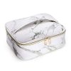 Marble Make-up Bag - Stylish Travel Beauty Organizer with Adjustable Dividers, Waterproof Toiletry Case, Perfect for Women's Cosmetic Essentials - Marble White Elegance
