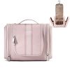 Hanging Toiletry Bag - Waterproof Travel Organizer with Hook for Shampoo, Full-Sized Containers, Toiletries and Beauty Makeup - Pink.