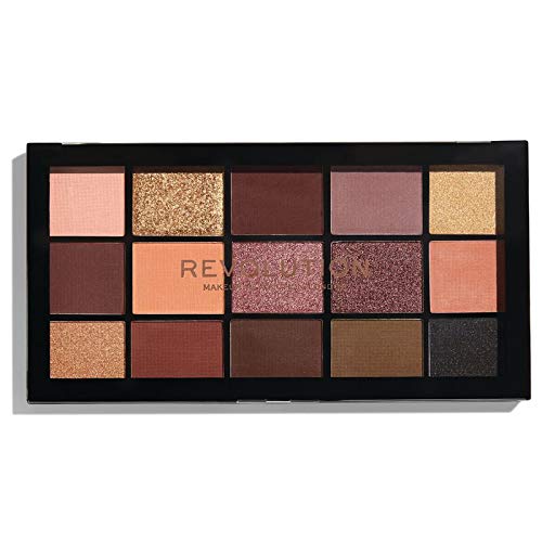 🌹Revolution Reloaded Velvet Rose Eyeshadow Palette – For Romantic & Bold Eye Makeup 1 A sleek eyeshadow palette featuring 15 versatile matte and shimmer shades, ranging from soft neutrals to bold golds and purples, perfect for creating endless eye makeup looks.