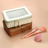 Clear Makeup Bag, Leather Cosmetic Organizer Case