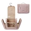 Hanging Waterproof Toiletry Bag - Travel Organizer with Hook for Shampoo, Full-Sized Containers, Toiletries and Beauty Makeup - Pink.