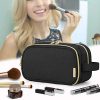 Make-up Toiletry Bag With Deal with, Journey Make-up Organizer Beauty Bag for Make-up Brushes (Up To 9-Inch), Magnificence Necessities, and Extra, Black (Patent Pending) - Elegant and Spacious Cosmetic Case