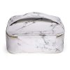 Marble Make-up Bag - Stylish Travel Beauty Organizer with Adjustable Dividers, Waterproof Toiletry Case, Perfect for Women's Cosmetic Essentials - Marble White Elegance