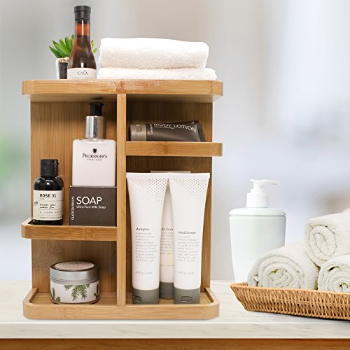 Bamboo Cosmetic Organizer for Makeup, Toiletries