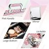 Costravio Giant Beauty Organizer – 13-inch Makeup Case with Jewelry Tray, Mirror, and Lockable Storage, Glitter Pink