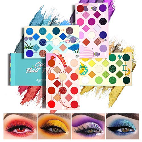 513k7T5MQYL Cool Fruit Feast Palette + Neon Eyeshadow Brushes Set - Professional 64 Colors for Mesmerizing Eye Looks