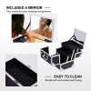 Makeup Practice Case with Mirror, Keys, and Lock - Portable Beauty Organizer for Travel, Black Elegance ✨?