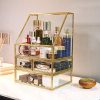 Glass Makeup Organizer Cosmetic and Jewelry Display Box