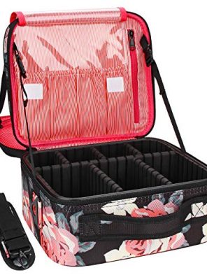 Relavel Travel Makeup Bag 2 Layer Heighten Makeup Train Case