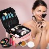 Makeup Bag Travel Cosmetic Bag Case Large Leather Cosmetic