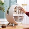 LED Makeup Mirror 360-Degree Rotating Makeup Organizer