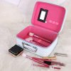 Elegance in Simplicity: Stripe Makeup Bag with Premium PU Leather and Mirror