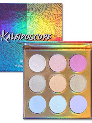 UCANBE Kaleidoscope Holographic Highlighter Palette – 9 dazzling shades for a radiant, multi-dimensional glow with built-in mirror
