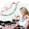 Costravio Giant Beauty Organizer – 13-inch Makeup Case with Jewelry Tray, Mirror, and Lockable Storage, Glitter Pink