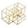 DesignSter Antique Glass Makeup Organizer – Elegant Storage for Vanity with Pearls and Multi-Functional Compartments