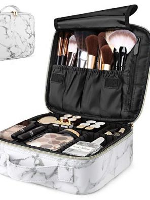 Luxspire Cosmetic Makeup Case White Marble