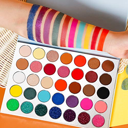 51On0-9rLyL 35 Colors Rainbow Eyeshadow Palette 7 Glitter