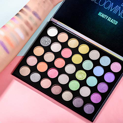 51OuUgrnHdL.SL1500 35 Color Pressed Powder Shimmer Matte and Glitter Bloming