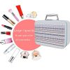 Elegance in Simplicity: Stripe Makeup Bag with Premium PU Leather and Mirror