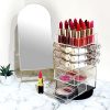Premium Acrylic Rotating Beauty Lipstick Tower Organizer with Drawers