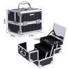 Makeup Practice Case with Mirror, Keys, and Lock - Portable Beauty Organizer for Travel, Black Elegance ✨?