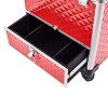 Rolling Cosmetic Travel Storage With Folding Trays and Drawer