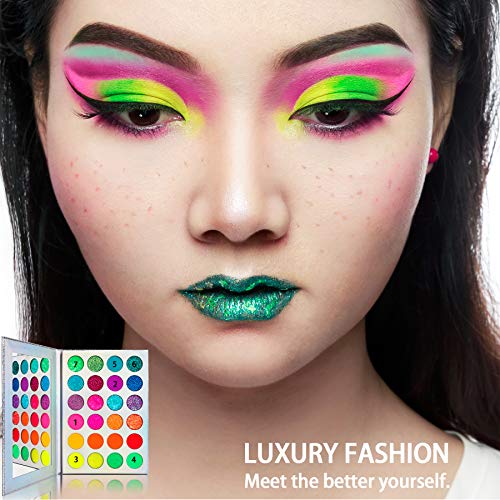 51UUp6XNyEL UV Glow Neon Glitter Eyeshadow Palette Makeup