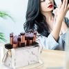 Marble Marvel: Portable Makeup Brush Holder Organizer Bag