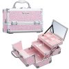 Jewelry Box Makeup Travel Case Storage with Keys and Mirror