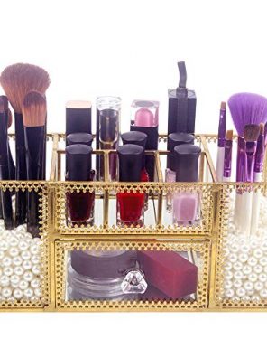 DesignSter Antique Glass Makeup Organizer