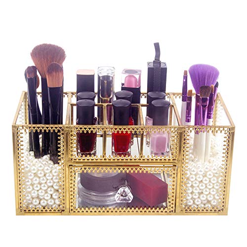 DesignSter Antique Glass Makeup Organizer