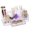 Clear Cosmetic Organizers With Drawer & Brush Holder Makeup Organizer