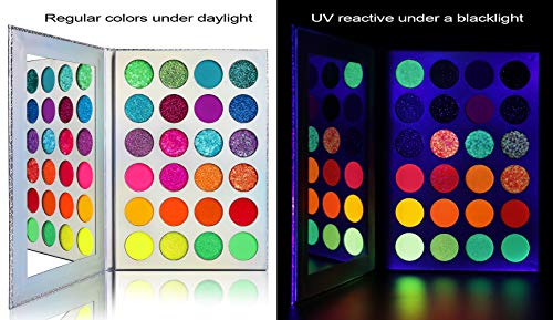 51amQjUbTqL UV Glow Neon Glitter Eyeshadow Palette Makeup