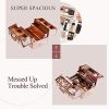 Rose Gold Makeup Case - Large Portable Beauty Box with Marble Rose Design, Lockable Cosmetic Organizer for Women