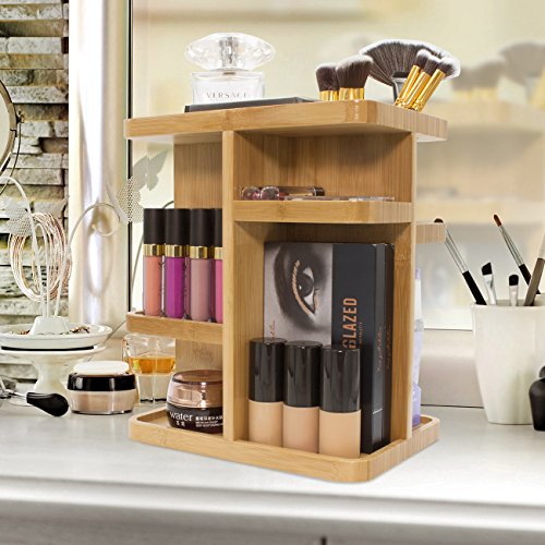 Bamboo Cosmetic Organizer for Makeup, Toiletries