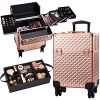 Rose Gold Diamond Beauty Rolling Makeup Train Case: Elegance Meets Functionality
