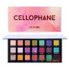 A vibrant UCANBE x Anwen CEllOPHANE Pro Eyeshadow Palette featuring 21 dazzling shades with reflective glitter, creamy matte, and shimmering pearl finishes, housed in a sleek, travel-friendly case