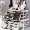 5 Drawer Acrylic Jewelry and Clear Cosmetic Makeup Organizer