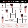 Vegan Makeup Brush Set with Premium Wooden Handles & Make up Bag