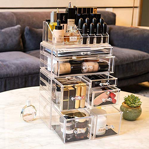 51nyfLSxjhL._SL500_ Revolutionize Your Vanity with This Acrylic Makeup Organizer – 7 Drawers & Rotating Shelf