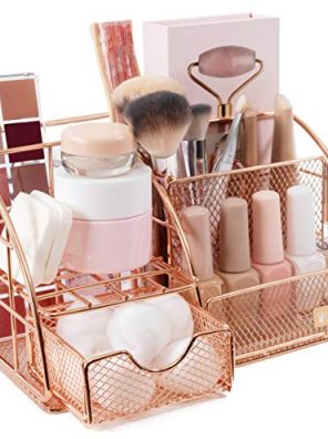 Rosework Rose Gold Makeup Organizer For Vanity- Iron