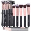 Vegan Makeup Brush Set with Premium Wooden Handles & Make up Bag