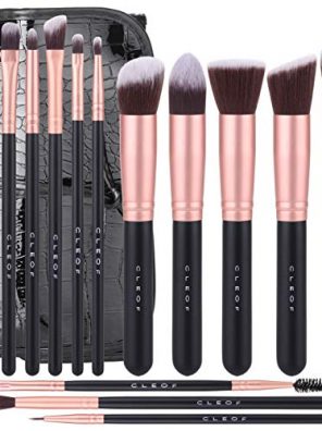 Vegan Makeup Brush Set with Premium Wooden Handles & Make up Bag