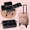 Rose Gold Diamond Beauty Rolling Makeup Train Case: Elegance Meets Functionality